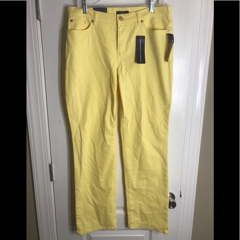 Chaps Yellow Pants size 10 Slimming Fit